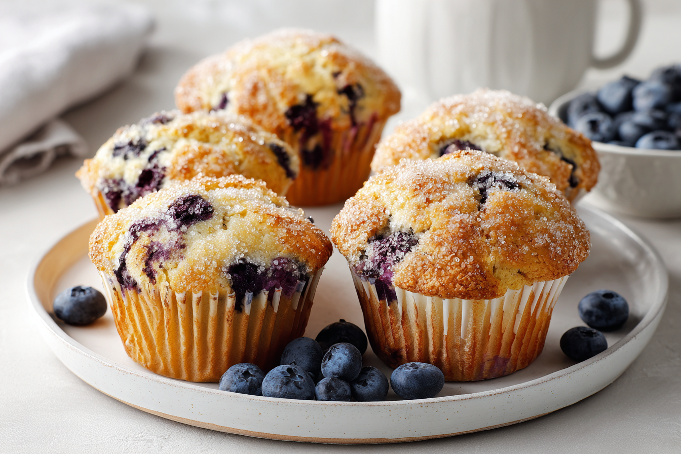 Classic Blueberry Muffins with Sparkling Sugar Tops