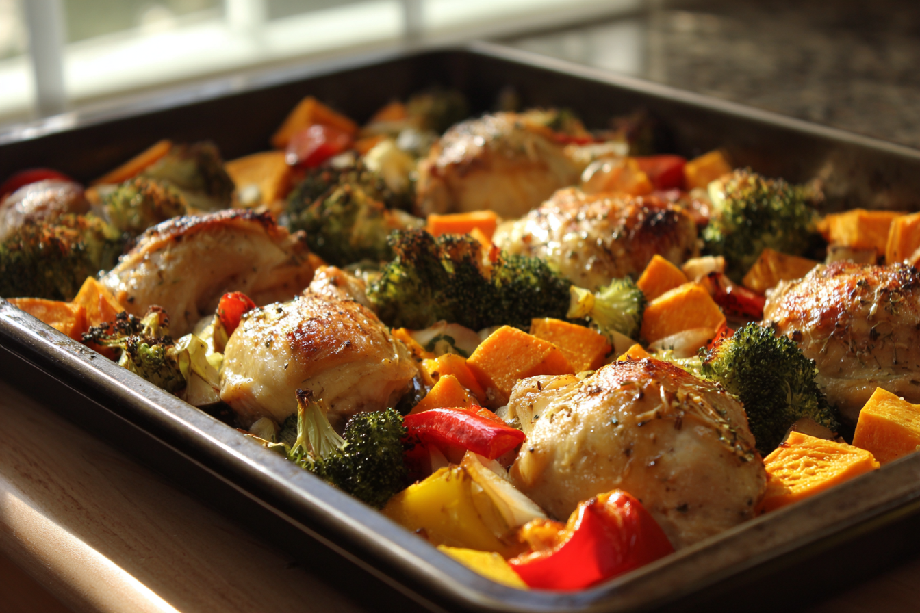 Clean Eating Sheet Pan Chicken and Rainbow Vegetables