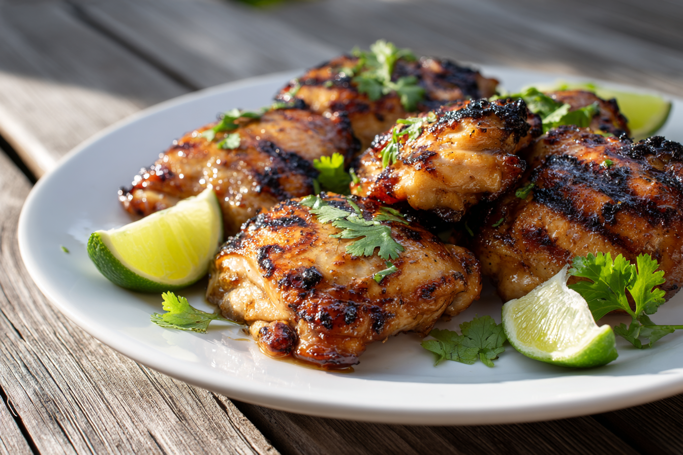 Honey Lime Grilled Chicken Thighs with Charred Edges