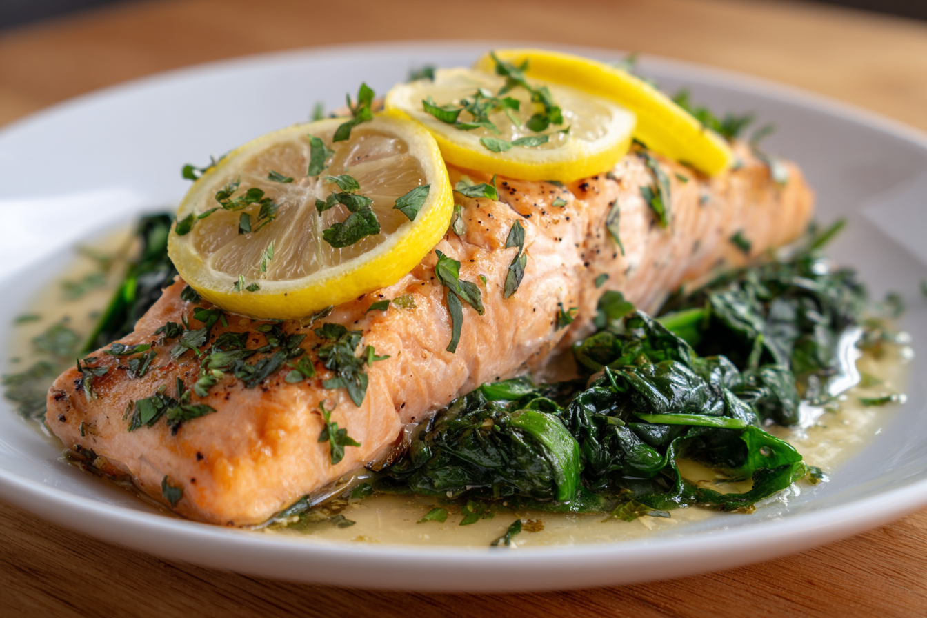Light Citrus Salmon With Steamed Greens