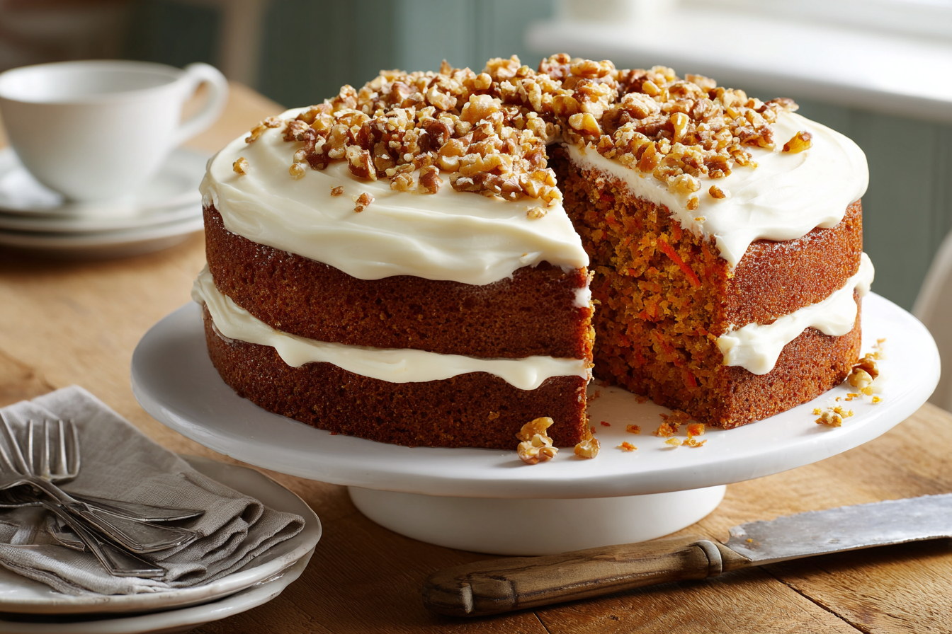 Moist Carrot Cake With Cream Cheese Frosting