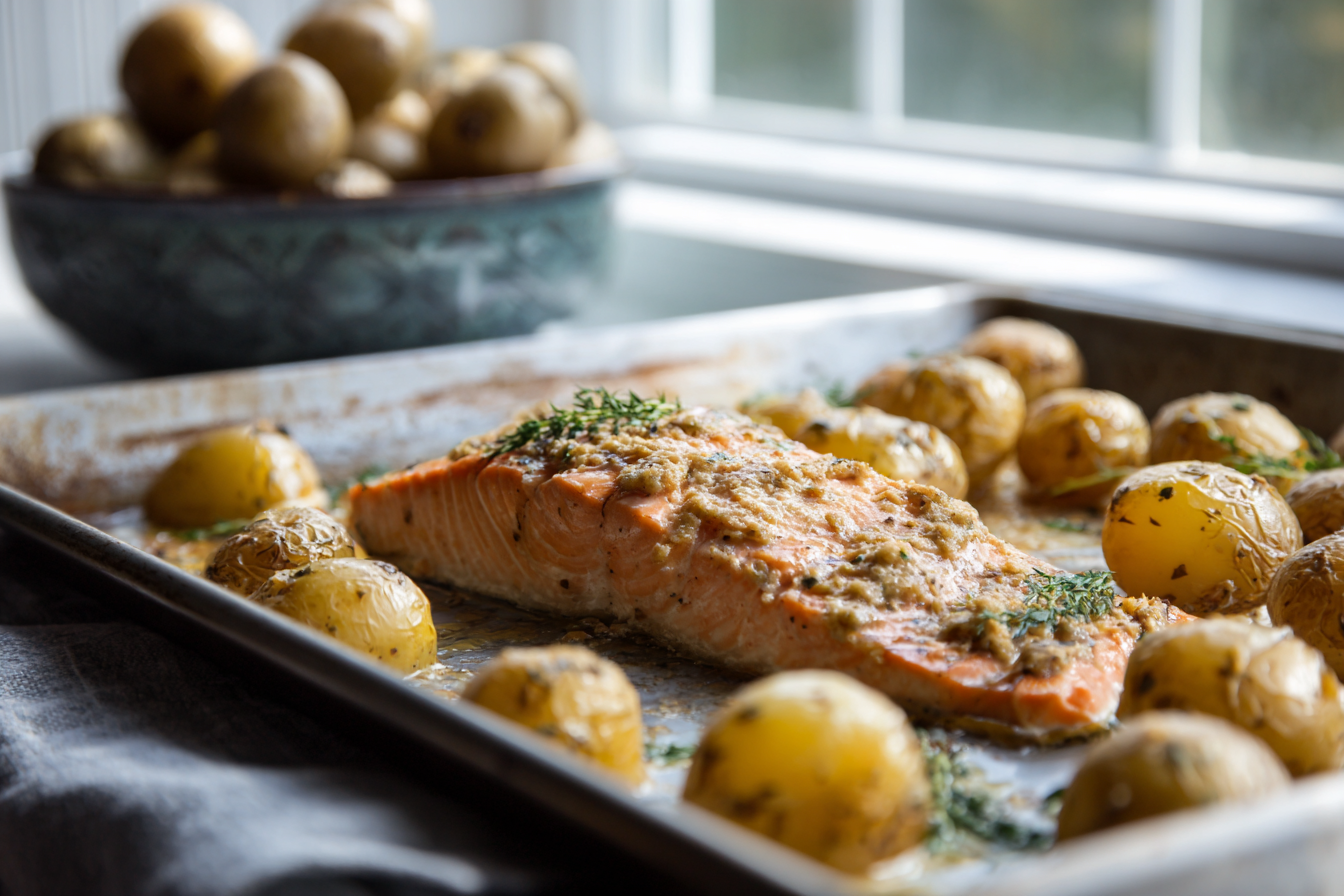 One-Skillet Lemon Dill Salmon and Potatoes
