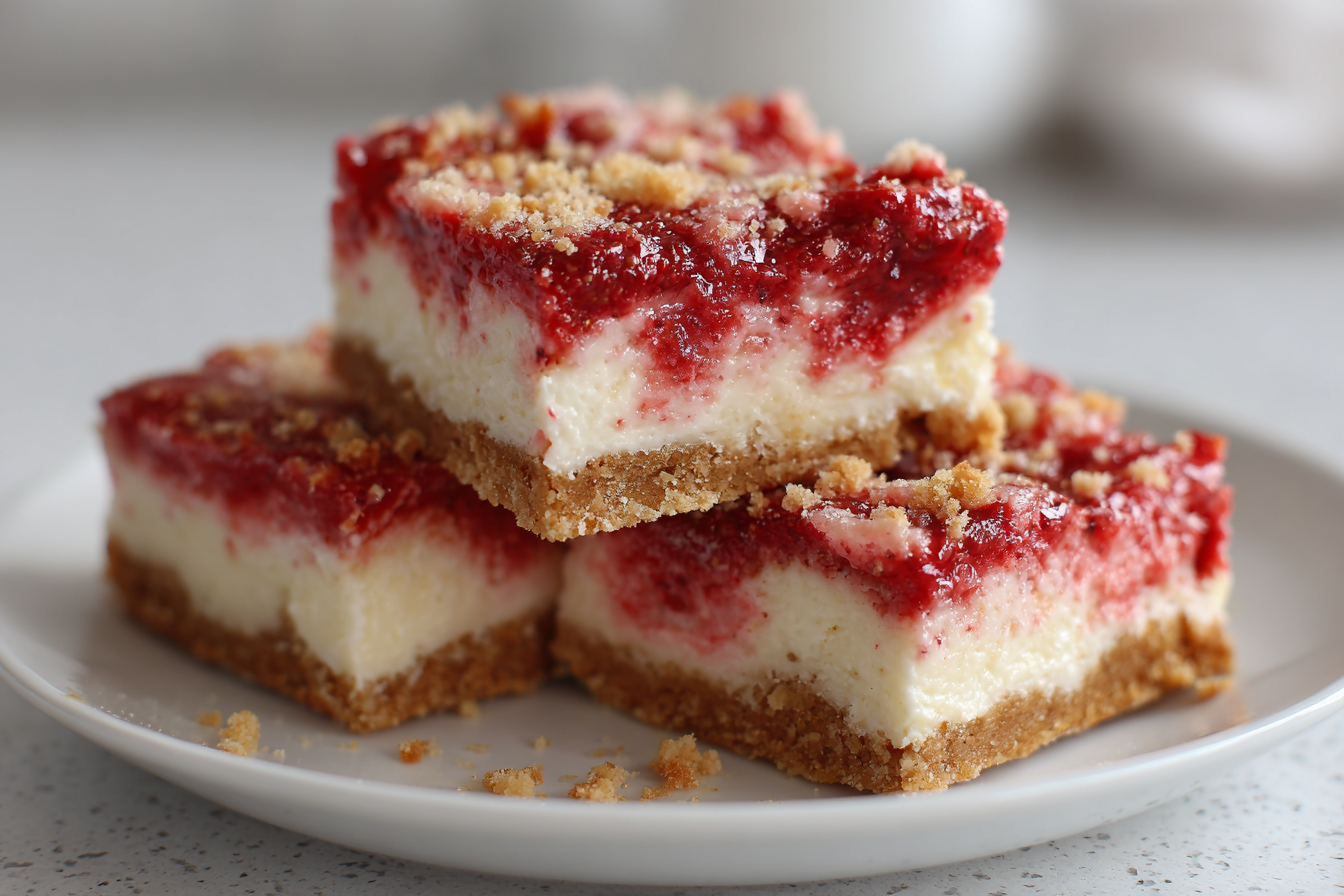 Strawberry Cheesecake Bars with Creamy Layers